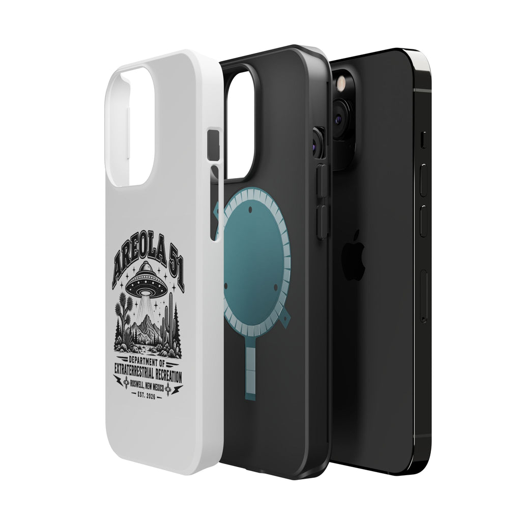 Areola 51 Magnetic Impact-Resistant Phone Case — Retro UFO Roswell Design