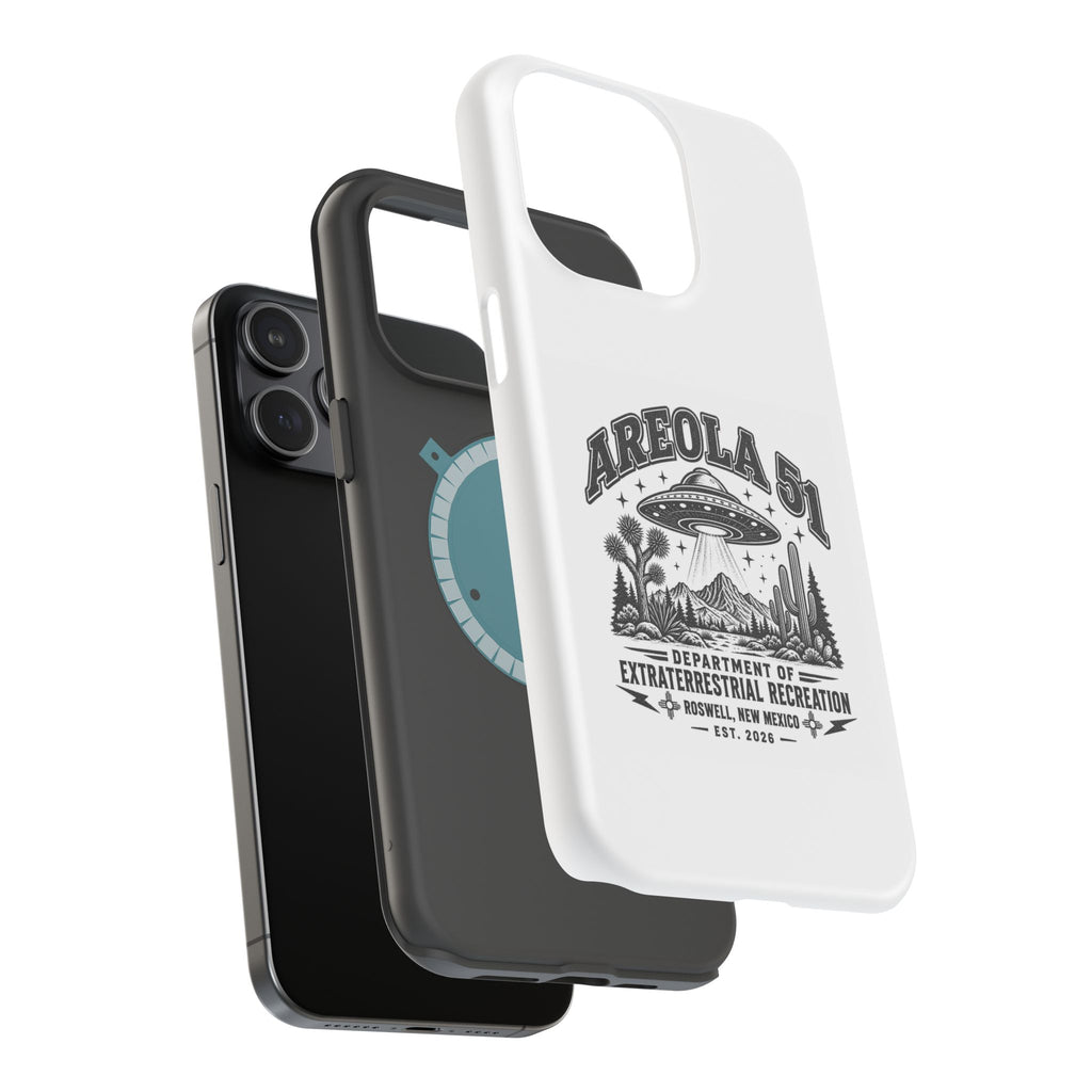 Areola 51 Magnetic Impact-Resistant Phone Case — Retro UFO Roswell Design