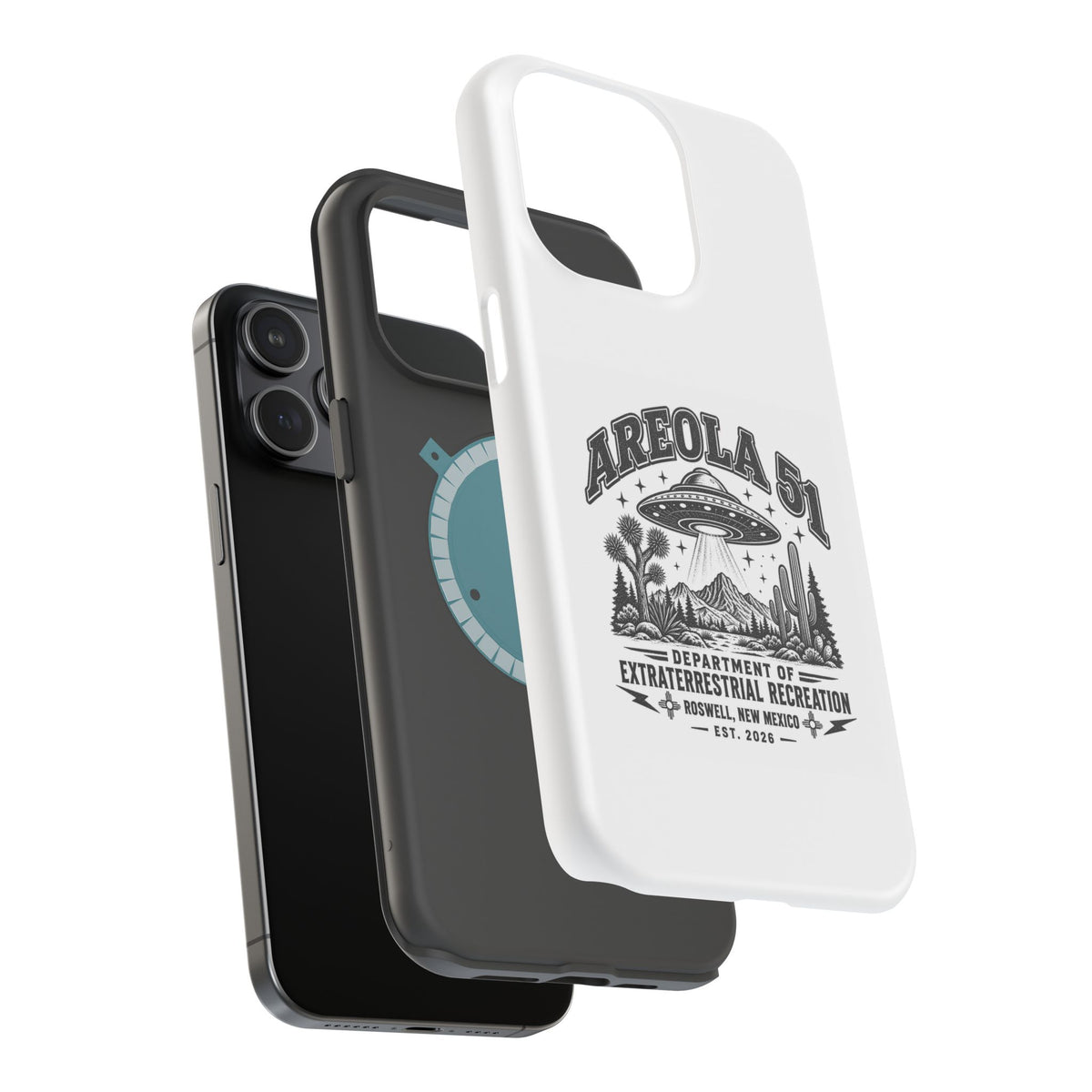 Areola 51 Magnetic Impact-Resistant Phone Case — Retro UFO Roswell Design