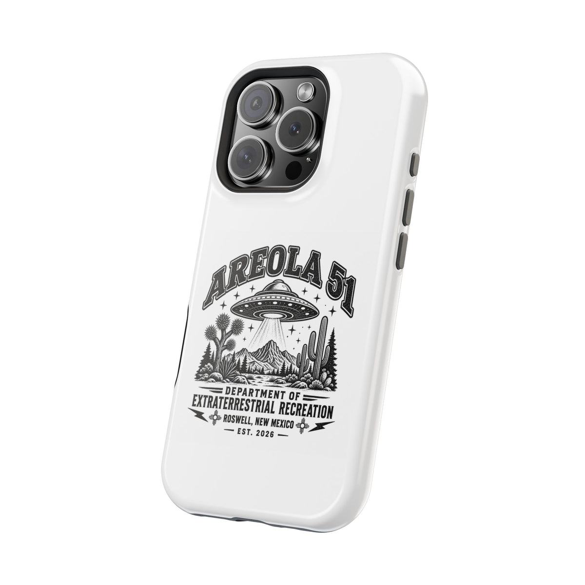 Areola 51 Magnetic Impact-Resistant Phone Case — Retro UFO Roswell Design