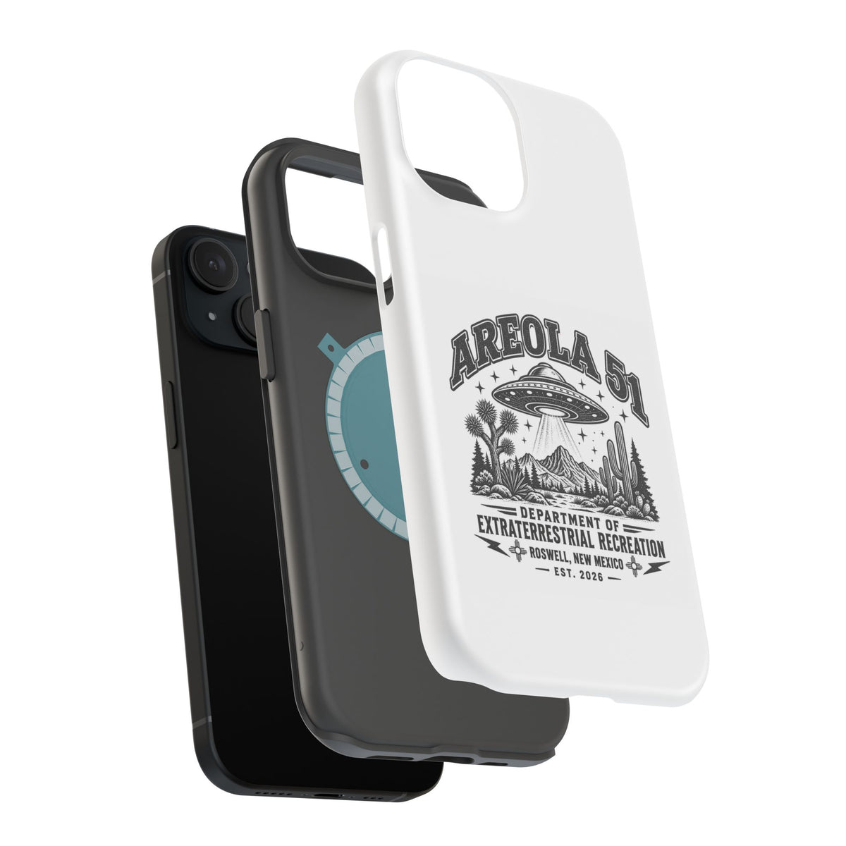 Areola 51 Magnetic Impact-Resistant Phone Case — Retro UFO Roswell Design