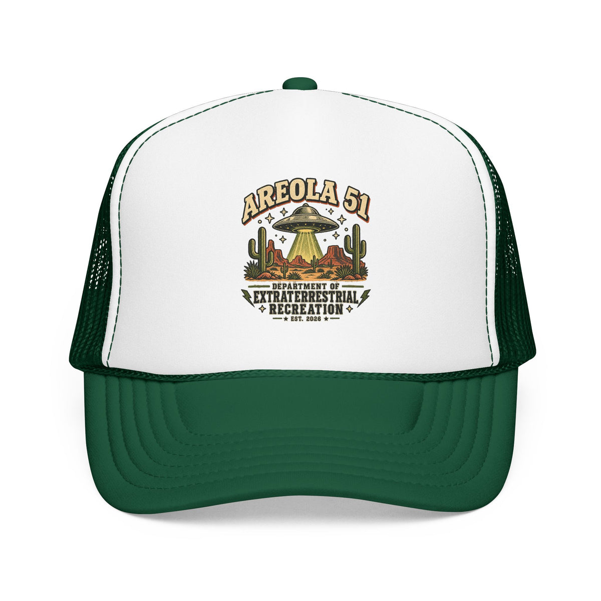 Areola 51 UFO Trucker Hat – Vintage Alien Abduction Design