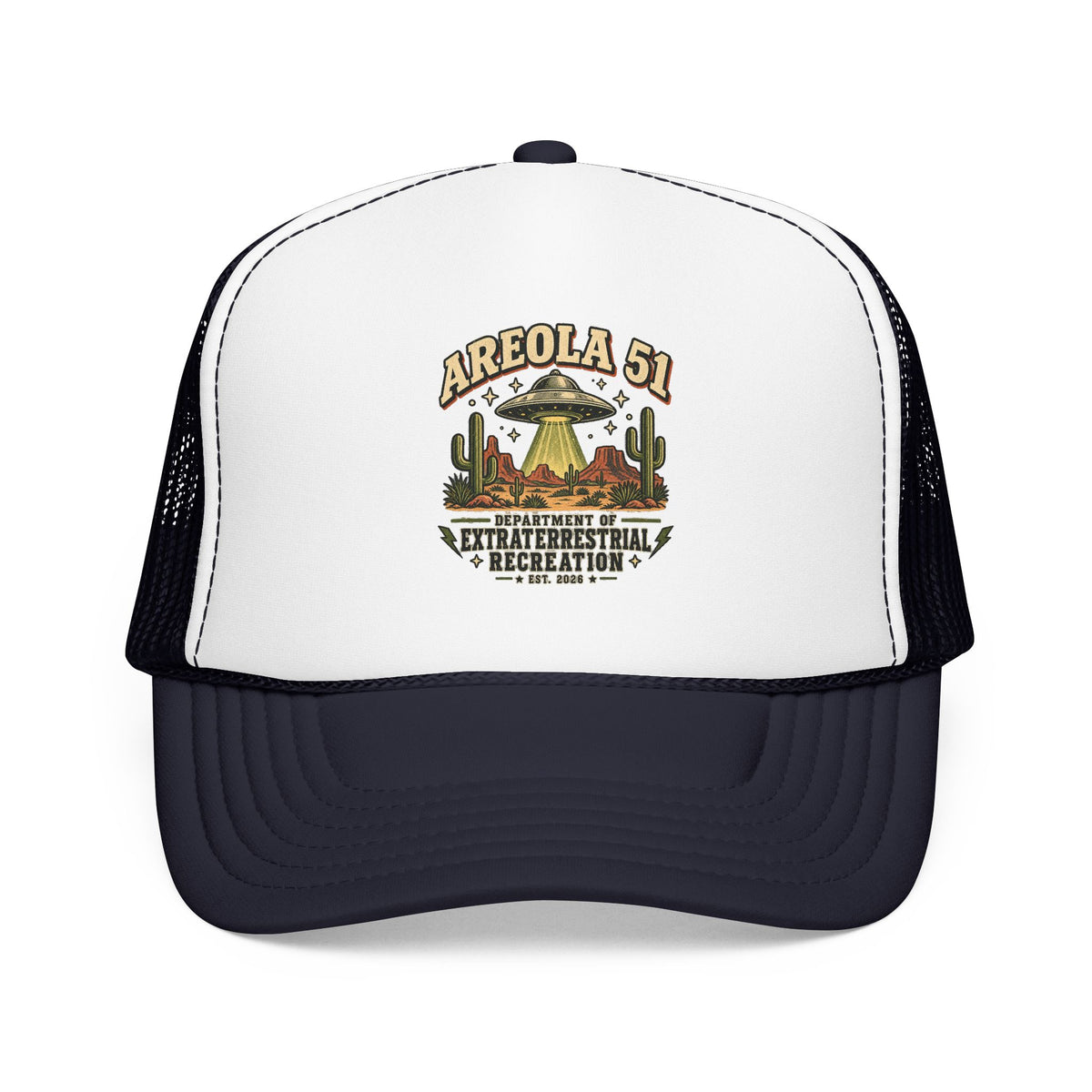 Areola 51 UFO Trucker Hat – Vintage Alien Abduction Design