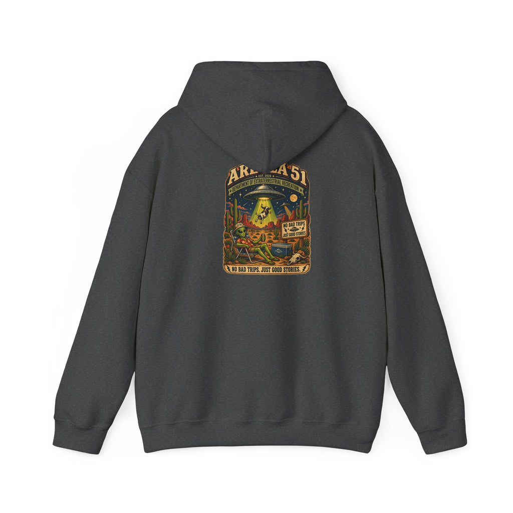 Area 51 Alien Hoodie — Retro UFO Abduction Graphic Pullover