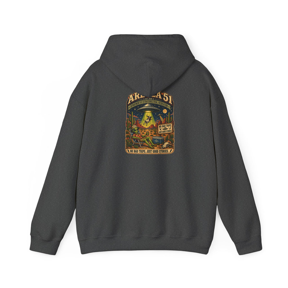Area 51 Alien Hoodie — Retro UFO Abduction Graphic Pullover