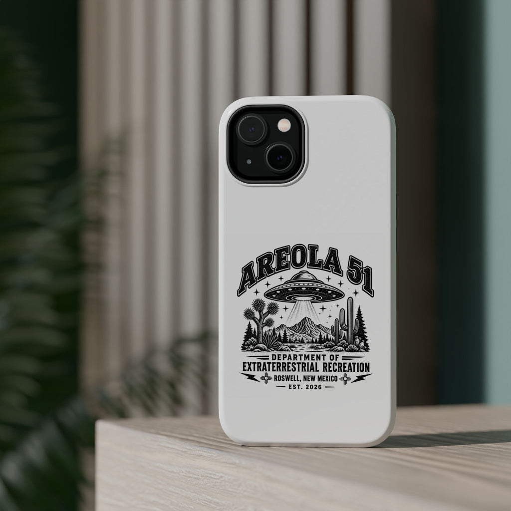 Areola 51 Magnetic Impact-Resistant Phone Case — Retro UFO Roswell Design