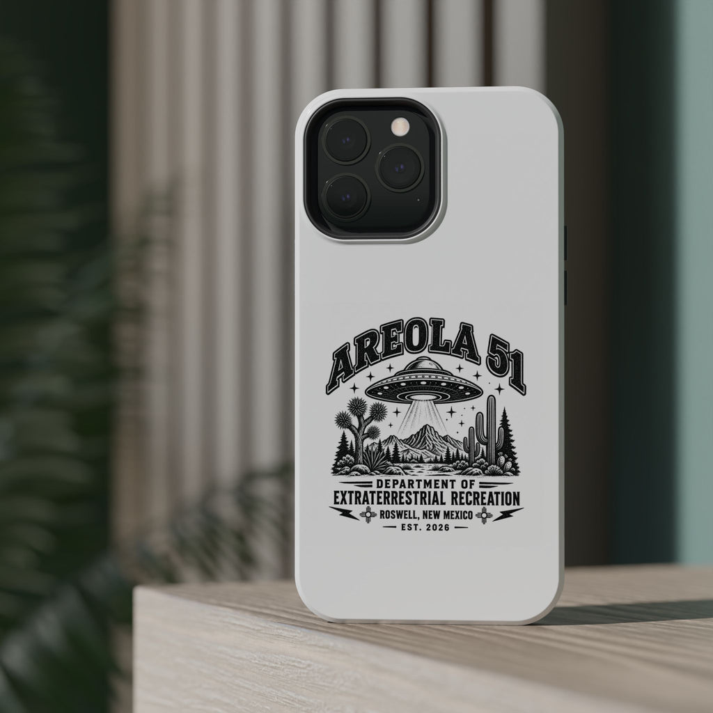 Areola 51 Magnetic Impact-Resistant Phone Case — Retro UFO Roswell Design