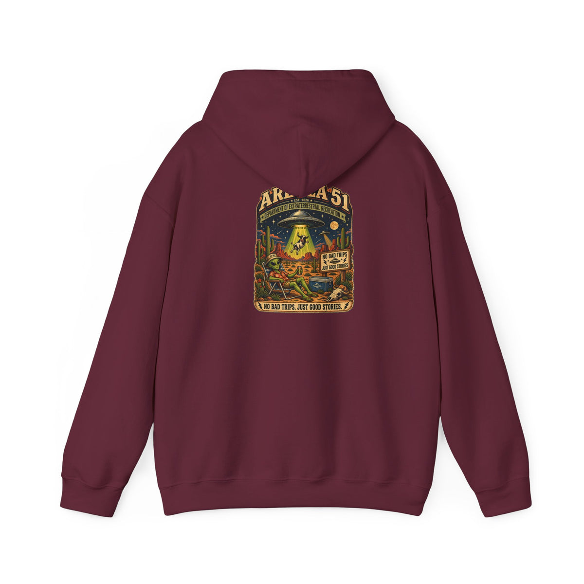 Area 51 Alien Hoodie — Retro UFO Abduction Graphic Pullover