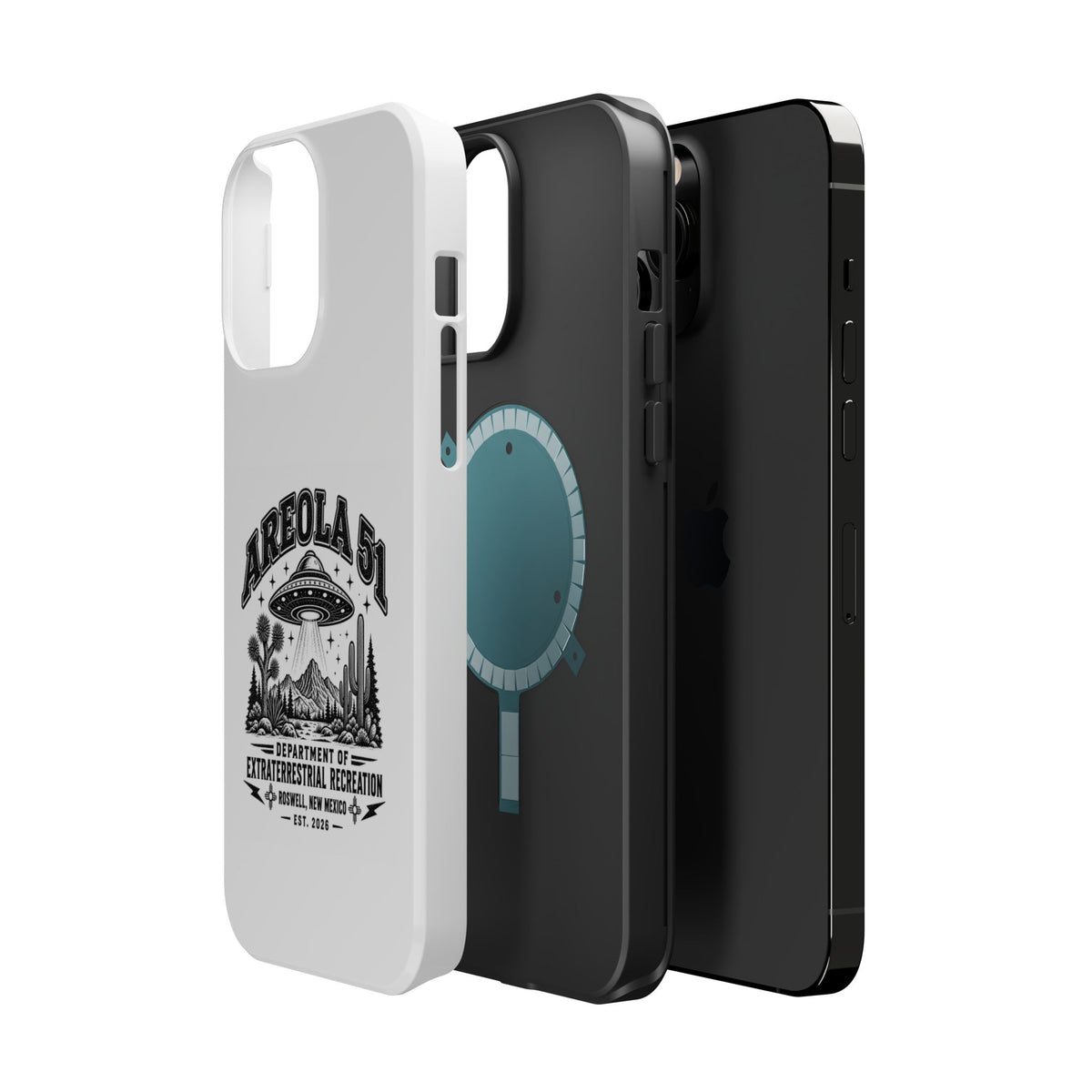 Areola 51 Magnetic Impact-Resistant Phone Case — Retro UFO Roswell Design