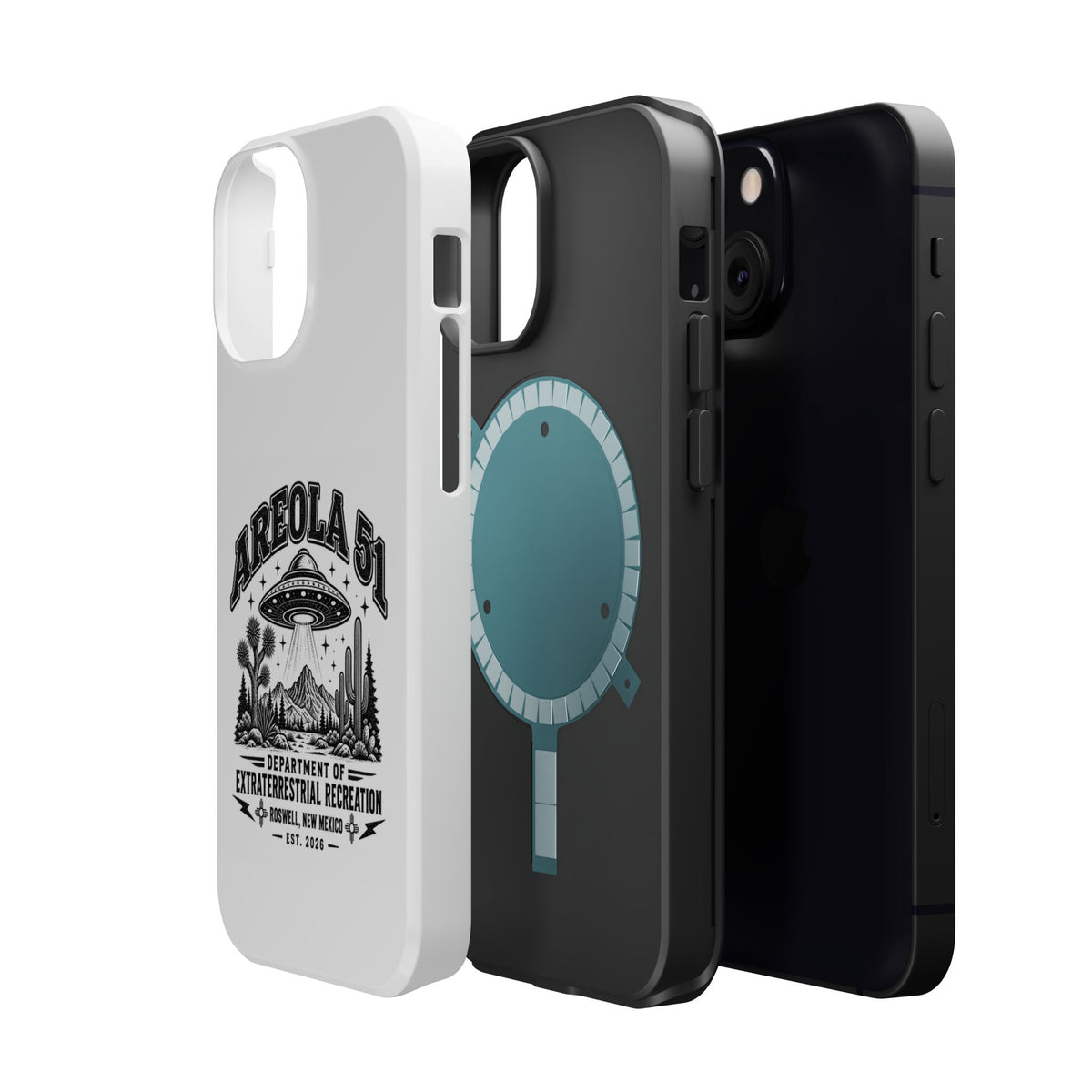Areola 51 Magnetic Impact-Resistant Phone Case — Retro UFO Roswell Design