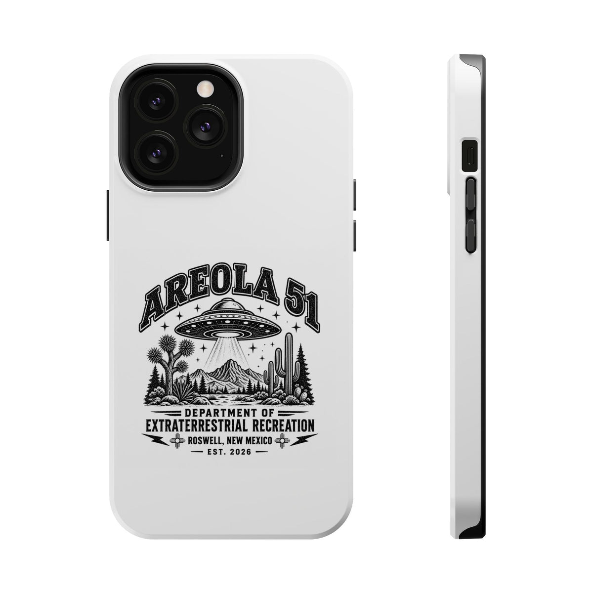 Areola 51 Magnetic Impact-Resistant Phone Case — Retro UFO Roswell Design