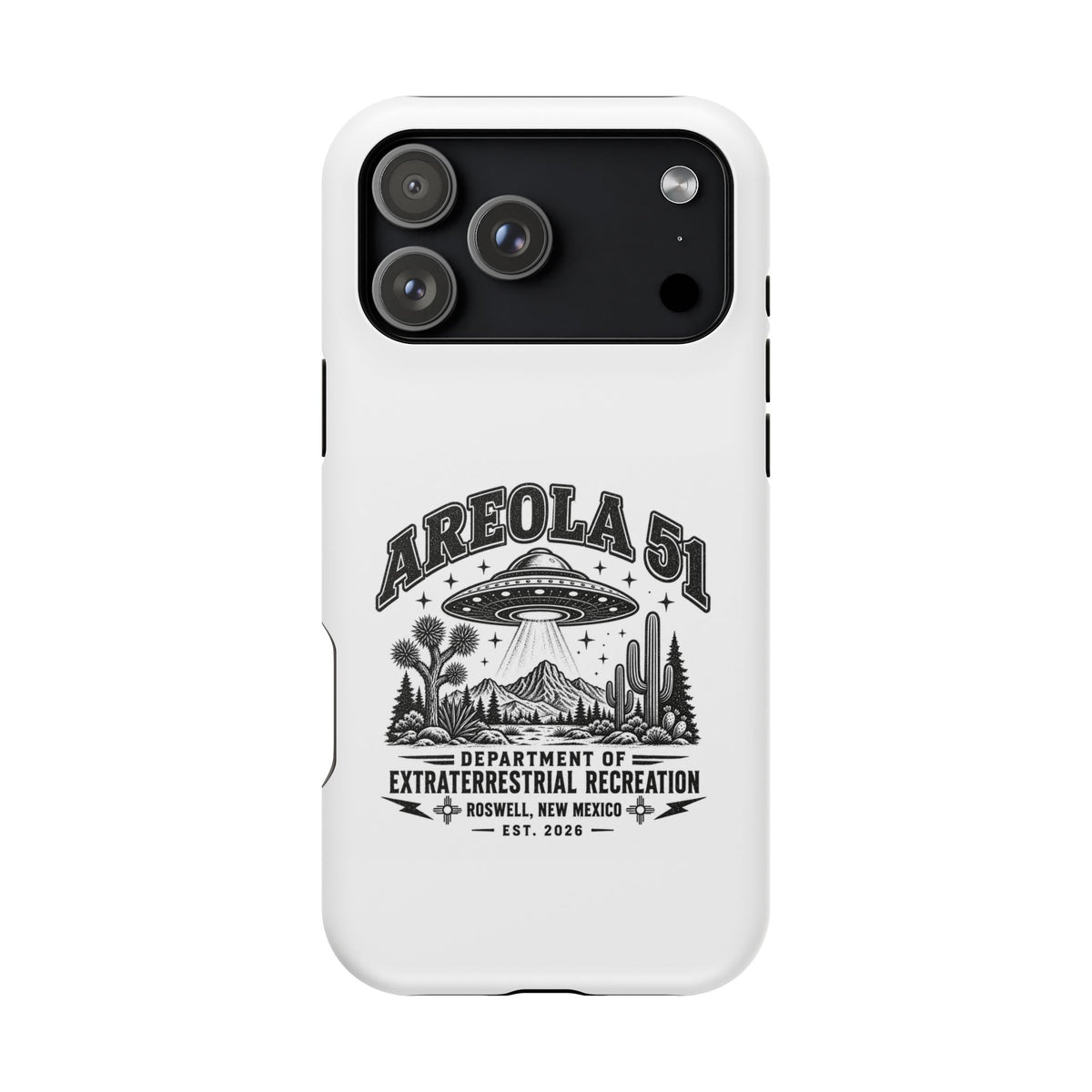 Areola 51 Magnetic Impact-Resistant Phone Case — Retro UFO Roswell Design
