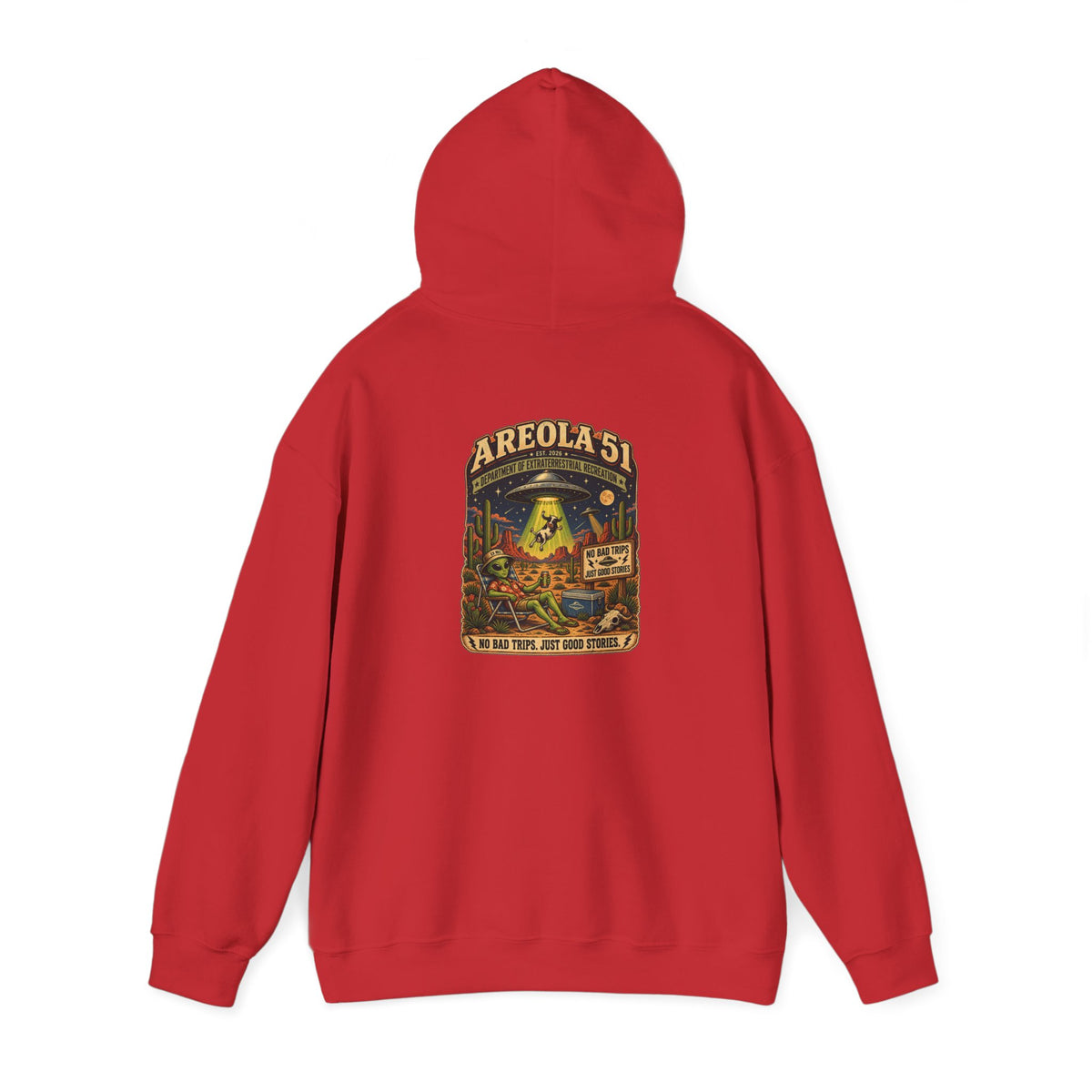 Area 51 Alien Hoodie — Retro UFO Abduction Graphic Pullover