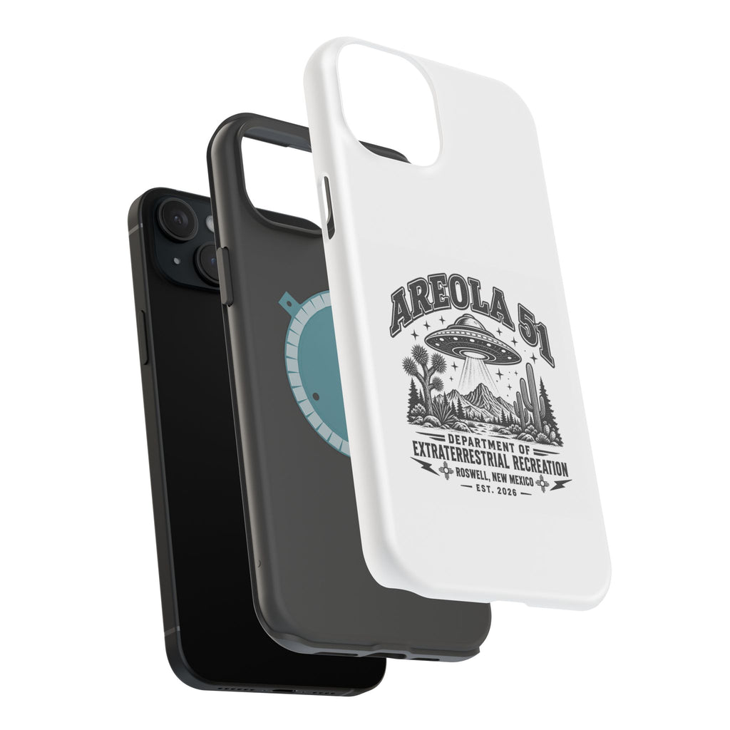 Areola 51 Magnetic Impact-Resistant Phone Case — Retro UFO Roswell Design